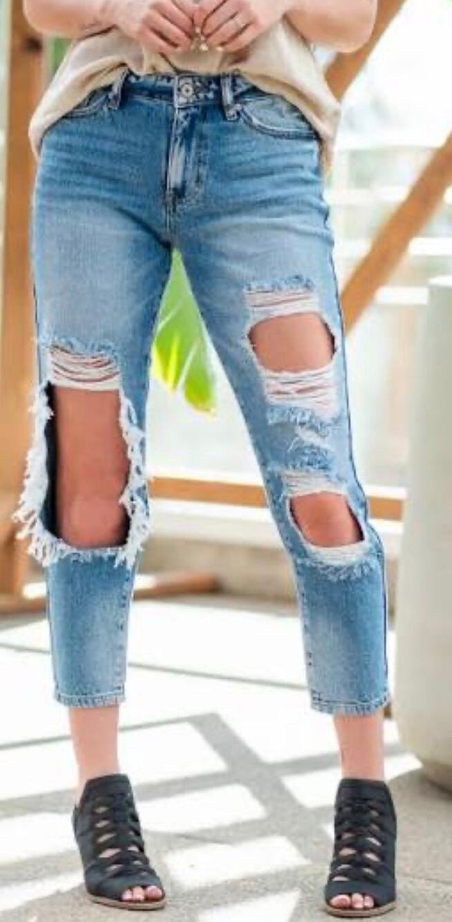 KANCAN RUBY HIGH RISE DISTRESSED BOYFRIEND FIT SIZE 11/29